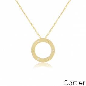 Cartier Yellow Gold 3 Diamond Love Necklace B7014500